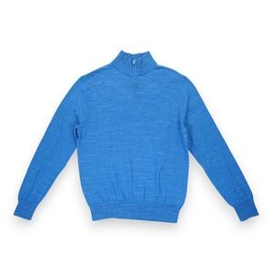 NWT J.Crew Ragland Half-Zip Sweater Men XL Blue Cotton Mock‎ Neck Casual